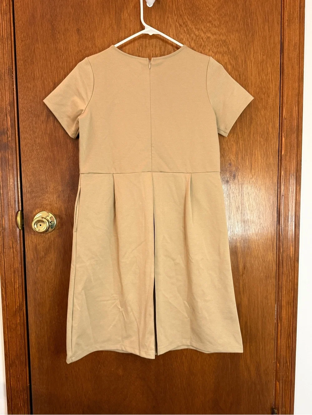 Lands' End School Uniform Pleated Ponte Dress - Khaki Tan Size 16